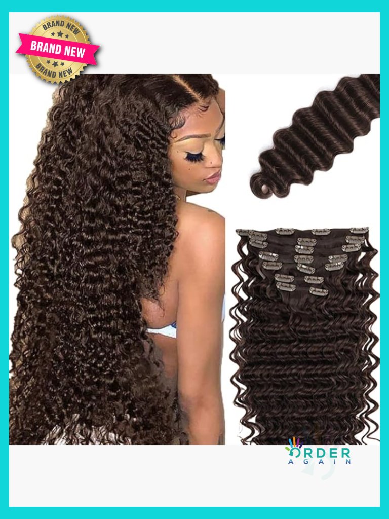 Deep Wave Clip In Hair Extensions Real Human Hair 24 Inch 120g 7 Wefts Seamless